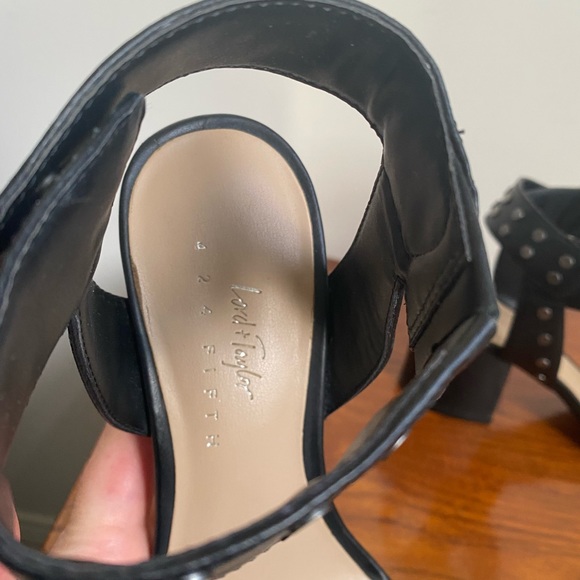 Black Lord and Taylor Studded Ankle Heel Sandals - Picture 7 of 11